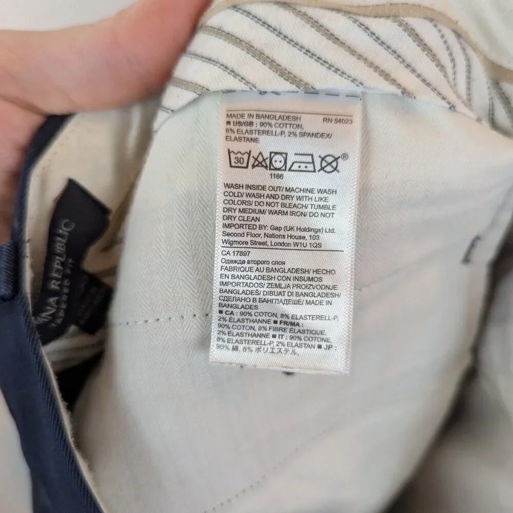 Banana Republic Navy Tailored Performace Fit Dress Pants, Sz 32 x 30